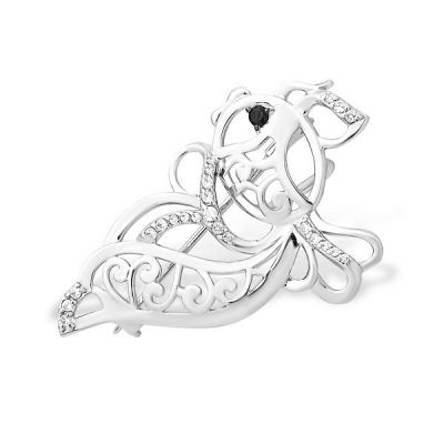 Брошь 925, Фианит