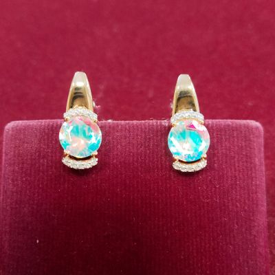 Серьги 585, Кварц, Фианит