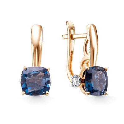 Серьги 585, Топаз, Фианит