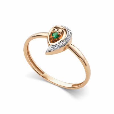 Кольцо 585, ИЗУМРУД, БРИЛЛИАНТ