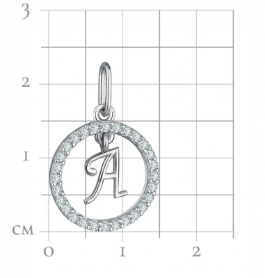 Подвеска Буква А 925, Фианит
