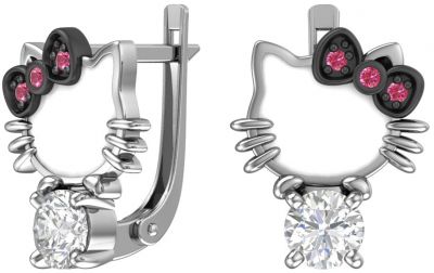 Серьги 925, Фианит, Эмаль