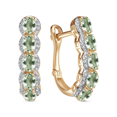 Серьги 585, Аметист, Фианит