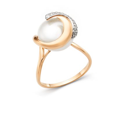 Кольцо 585, Фианит, ЖЕМЧУГ