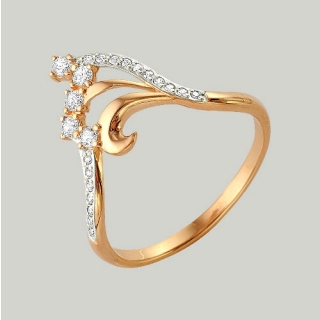 Кольцо Золото 585, Фианит