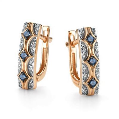 Серьги 585, САПФИР, БРИЛЛИАНТ