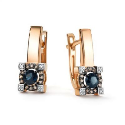 Серьги 585, САПФИР, БРИЛЛИАНТ